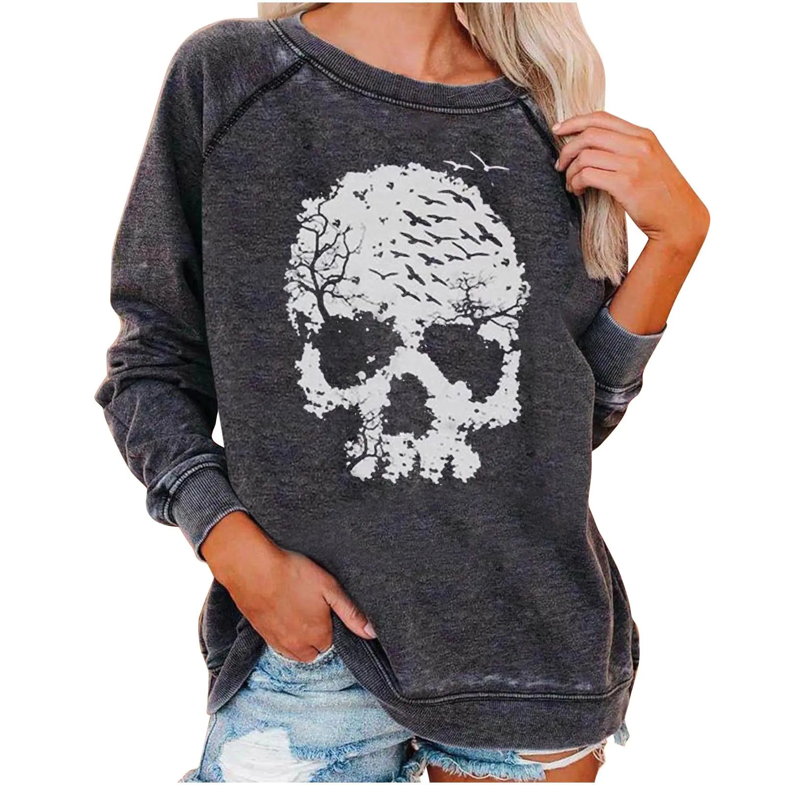 Funky Print Halloween Skeleton Sweatshirts