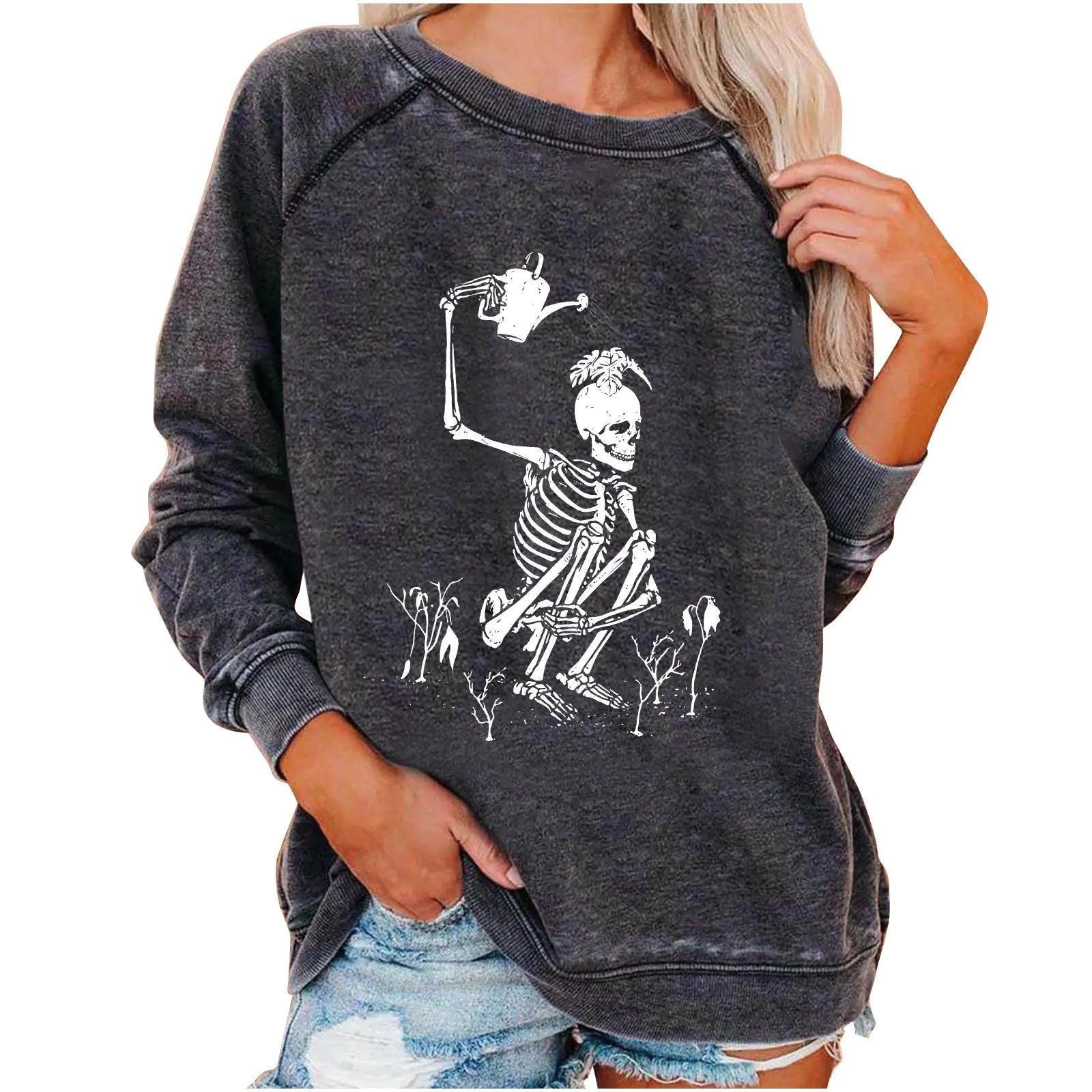 Funky Print Halloween Skeleton Sweatshirts