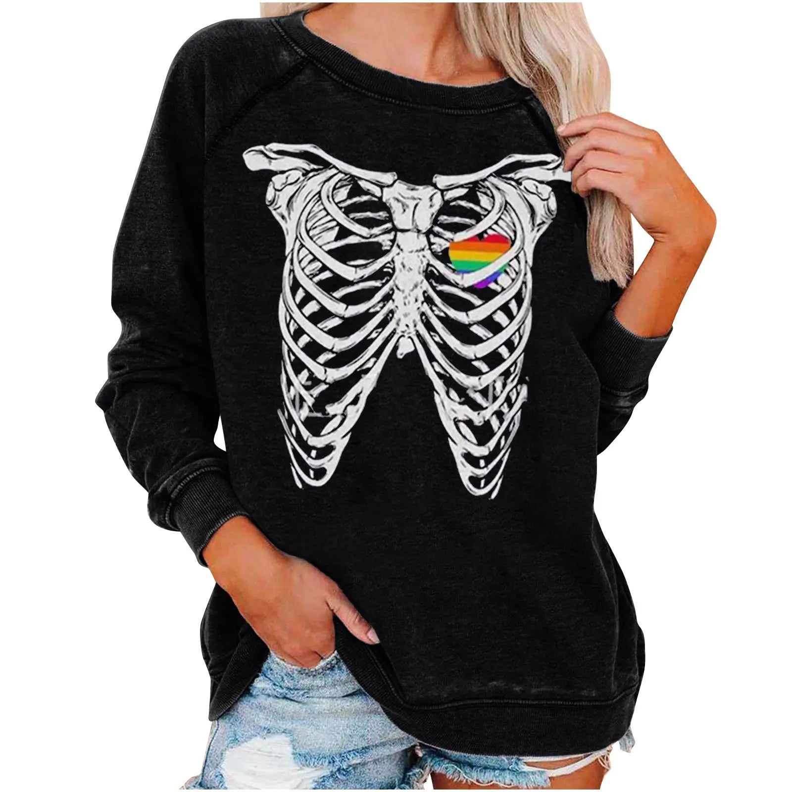Funky Print Halloween Skeleton Sweatshirts