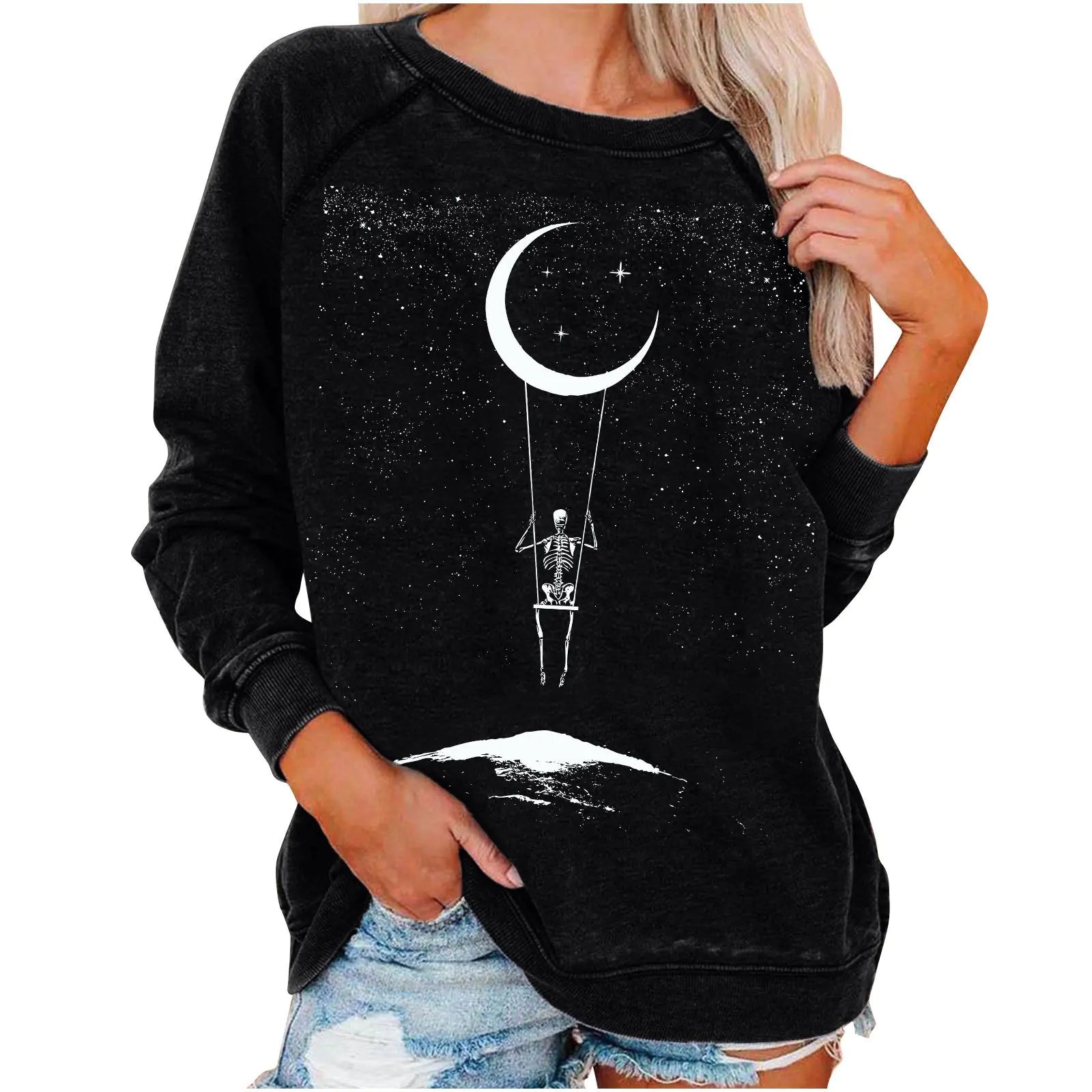 Funky Print Halloween Skeleton Sweatshirts