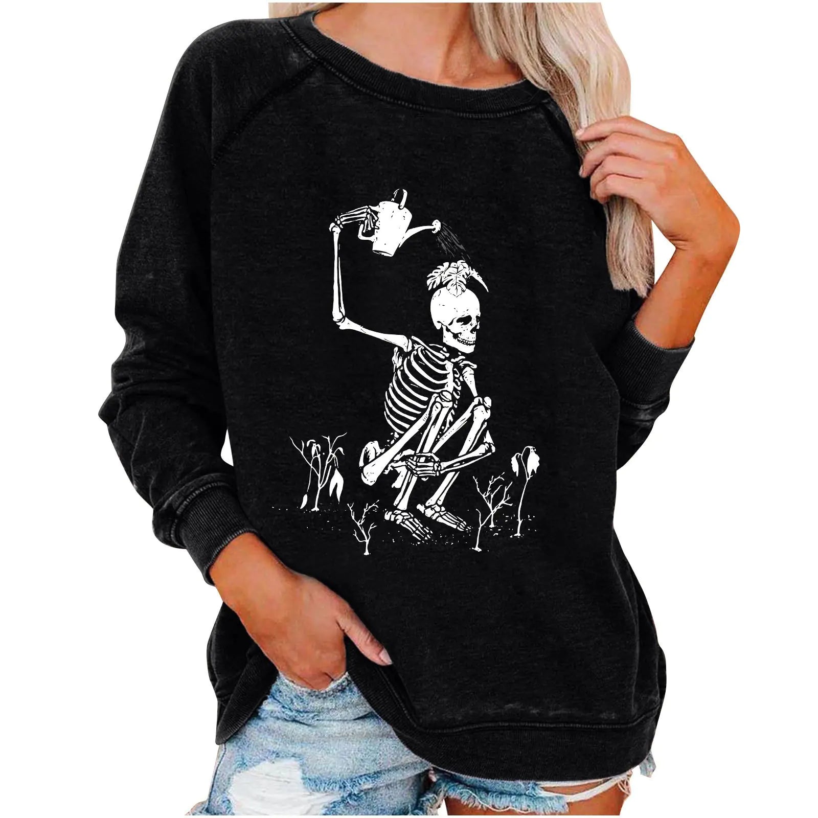 Funky Print Halloween Skeleton Sweatshirts