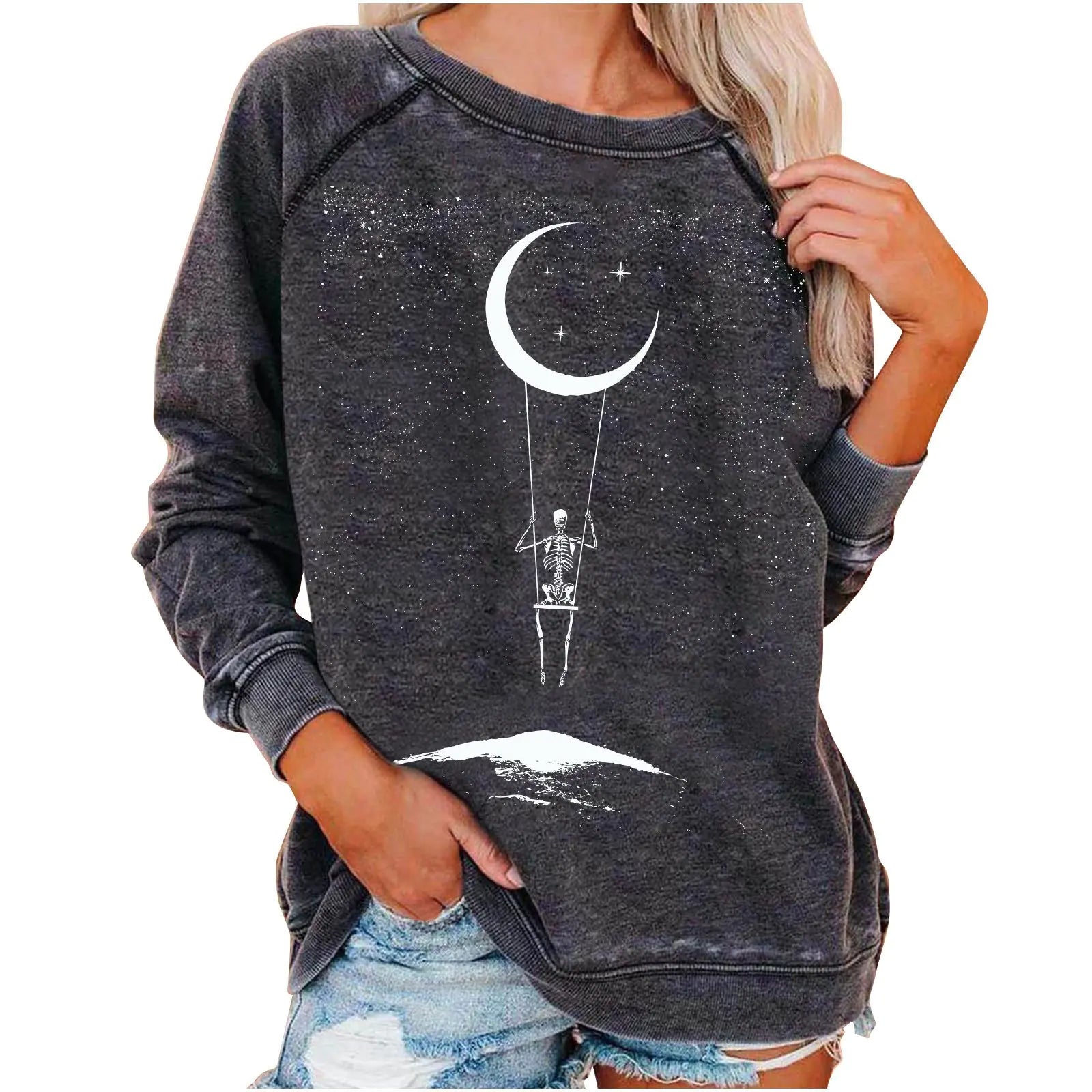 Funky Print Halloween Skeleton Sweatshirts