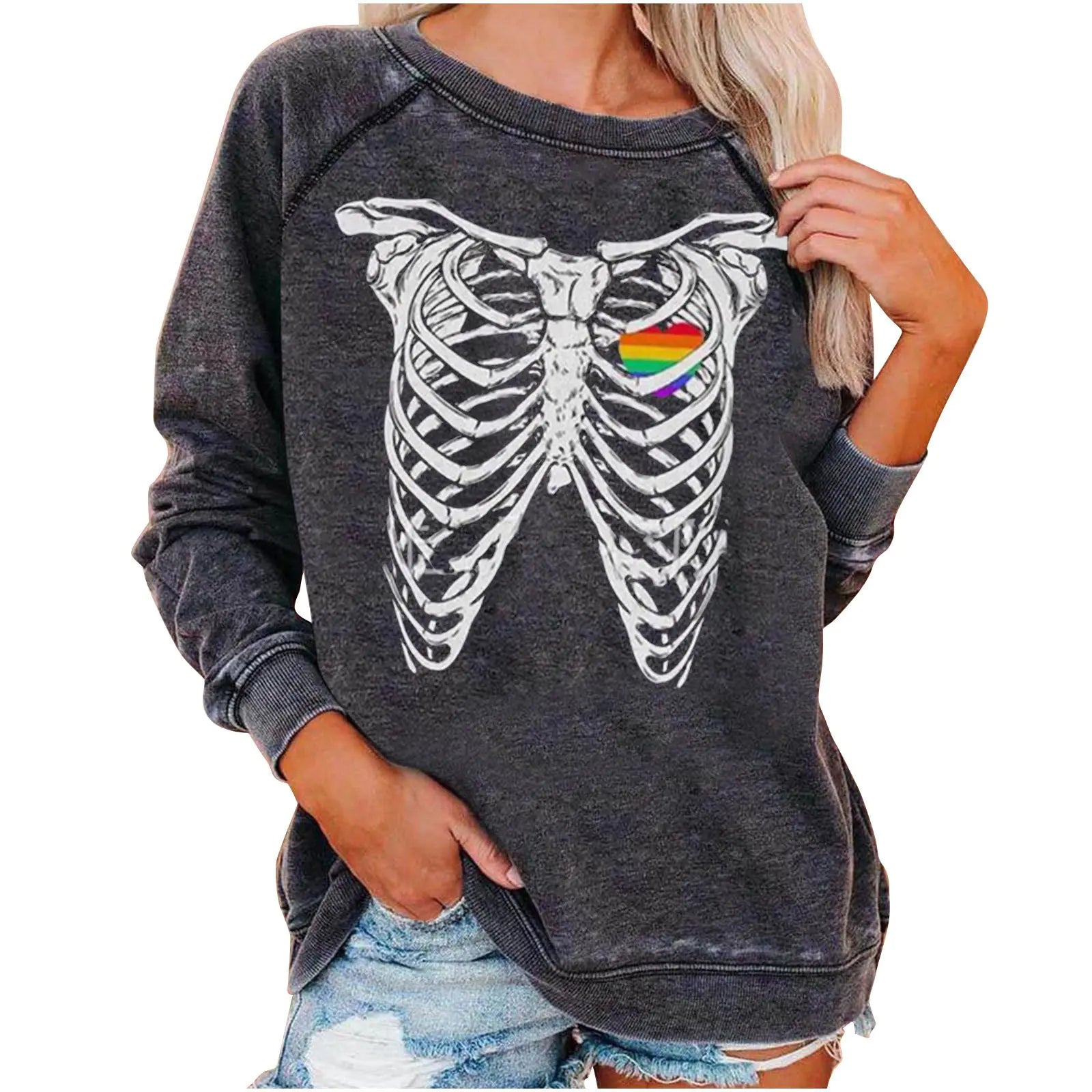 Funky Print Halloween Skeleton Sweatshirts